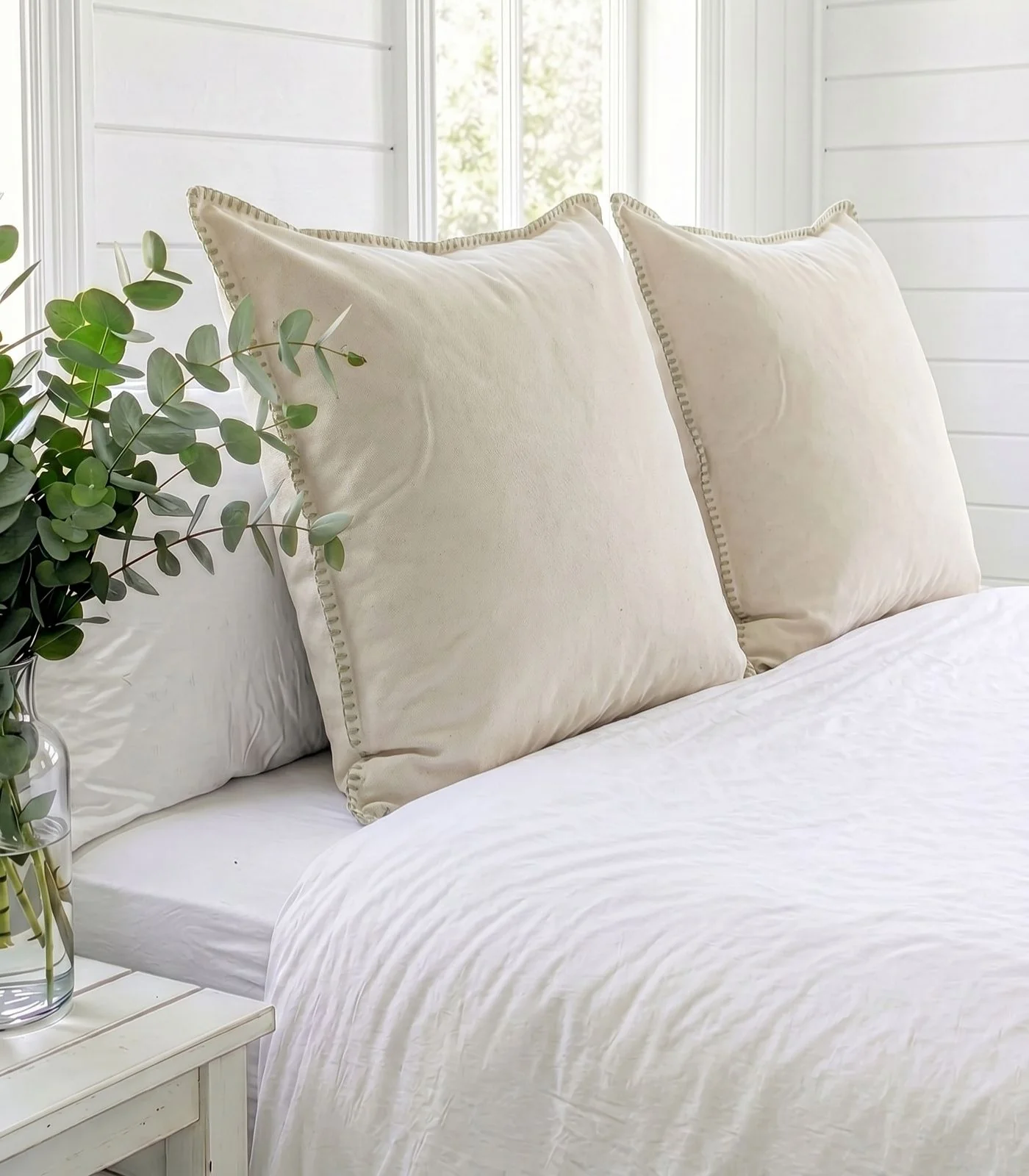 Organic Cotton European - Flannelette Pillow Cases - Whipstitch (pair) - Image 3
