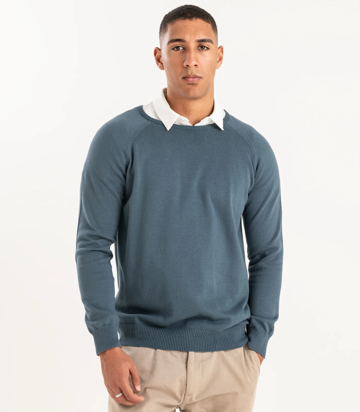 Organic Cotton Fine Knit Round Neck Sweater - Image 11