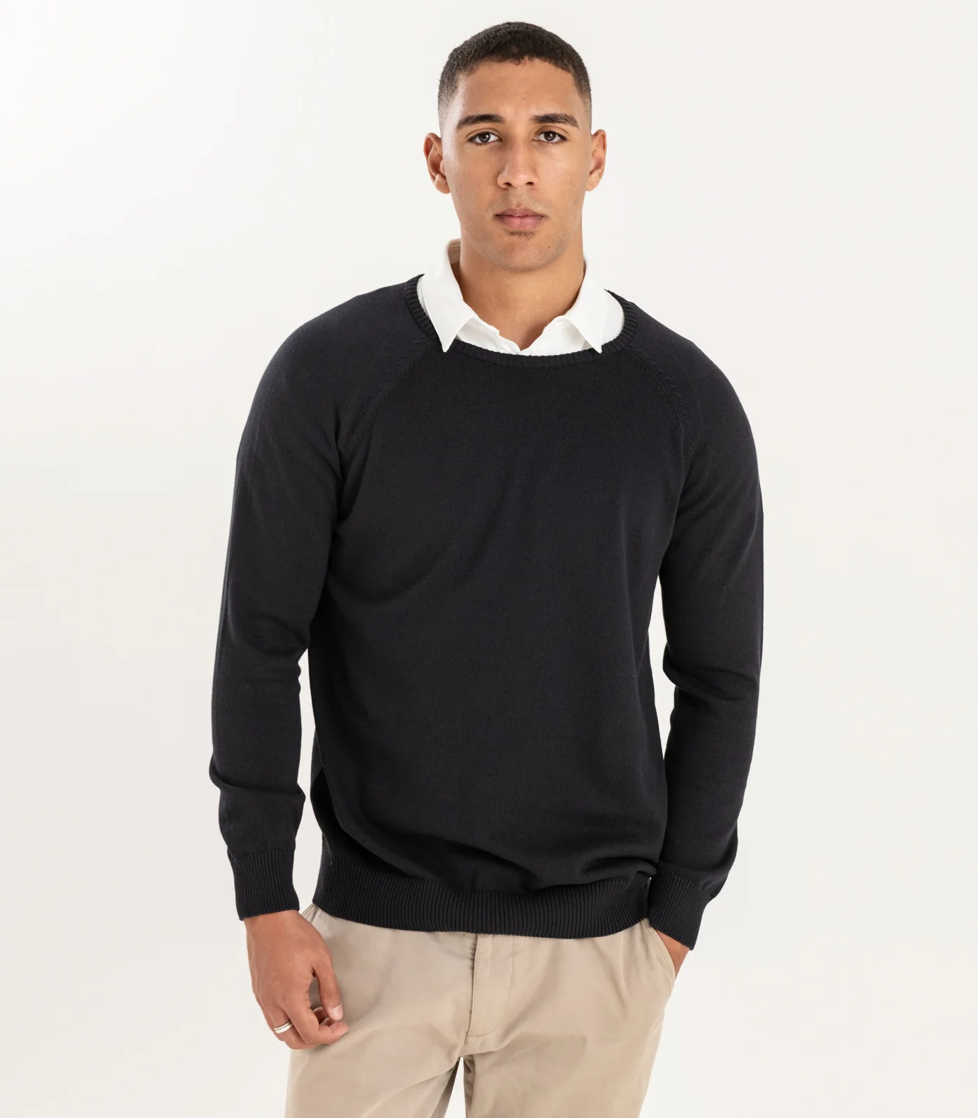 Organic Cotton Fine Knit Round Neck Sweater - Image 3