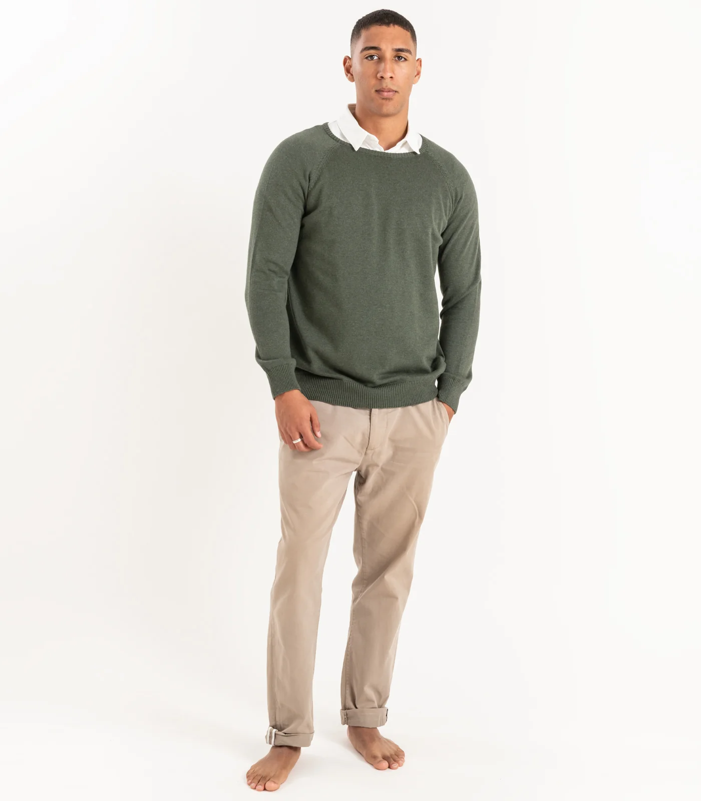 Organic Cotton Fine Knit Round Neck Sweater - Image 9