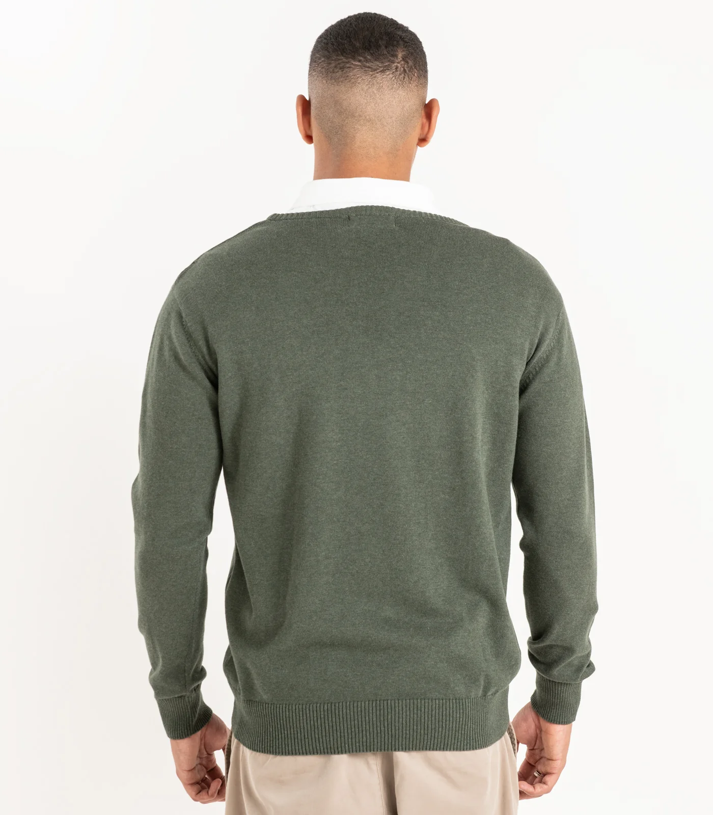 Organic Cotton Fine Knit V-Neck Sweater - Image 10