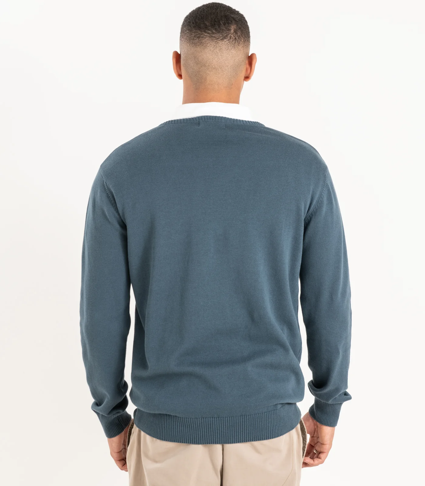 Organic Cotton Fine Knit V-Neck Sweater - Image 6