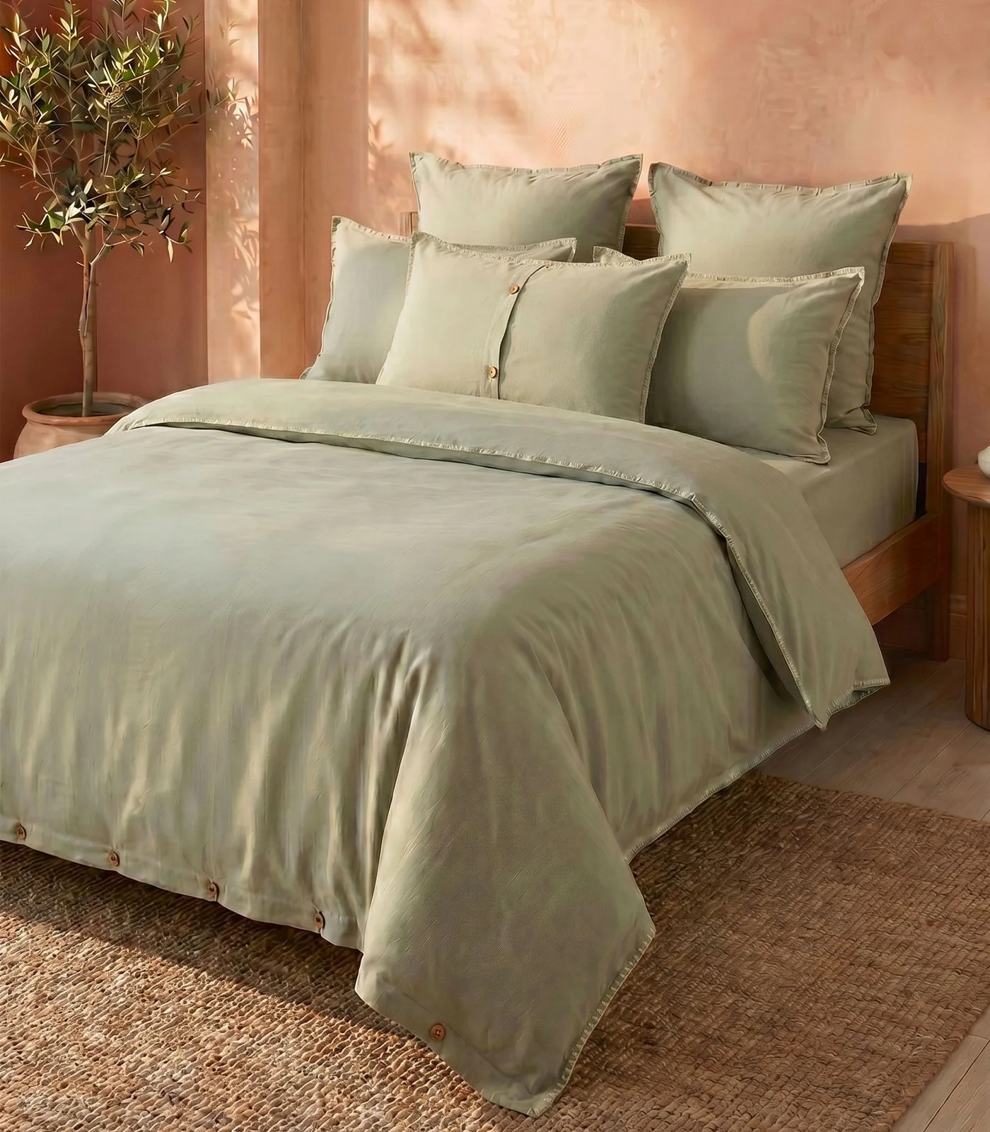 Organic Cotton Flannelette Plain Quilt Cover Set - Whipstitch - Image 8