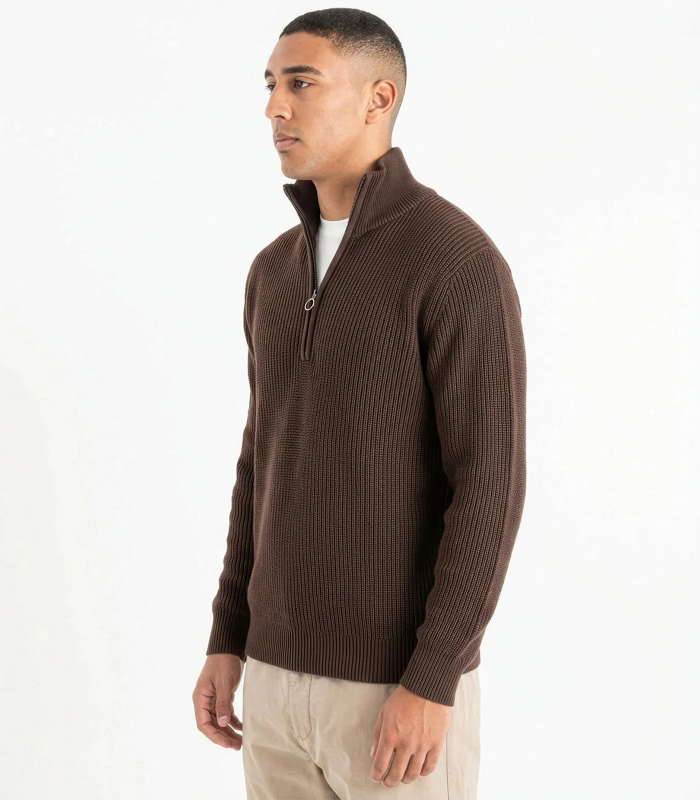 Organic Cotton Zip Knit Sweater - Image 3