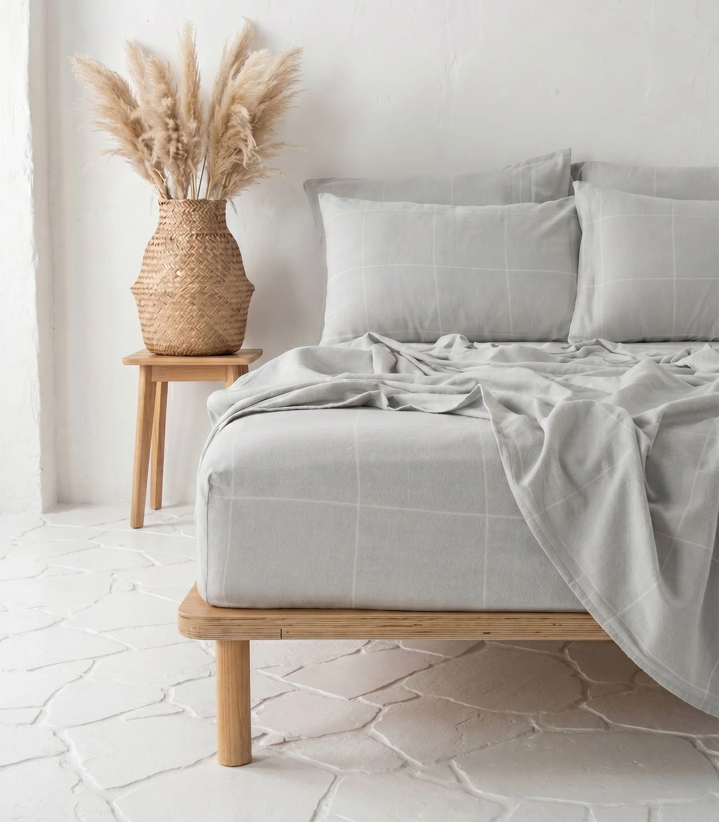 Organic Cotton Fitted - Flannelette Sheet - Windowpane - Image 5