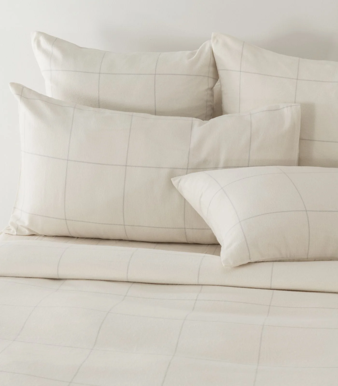 Organic Cotton Flannelette Pillow Cases - Windowpane (pair) - Image 4