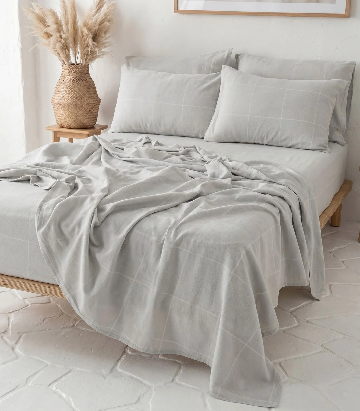 Organic Cotton Flannelette Sheet Set - Windowpane - Image 6