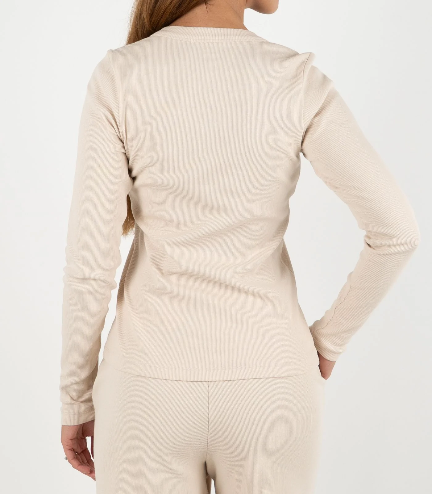 Organic Cotton Ribbed Long Sleeve Button Top - Image 19