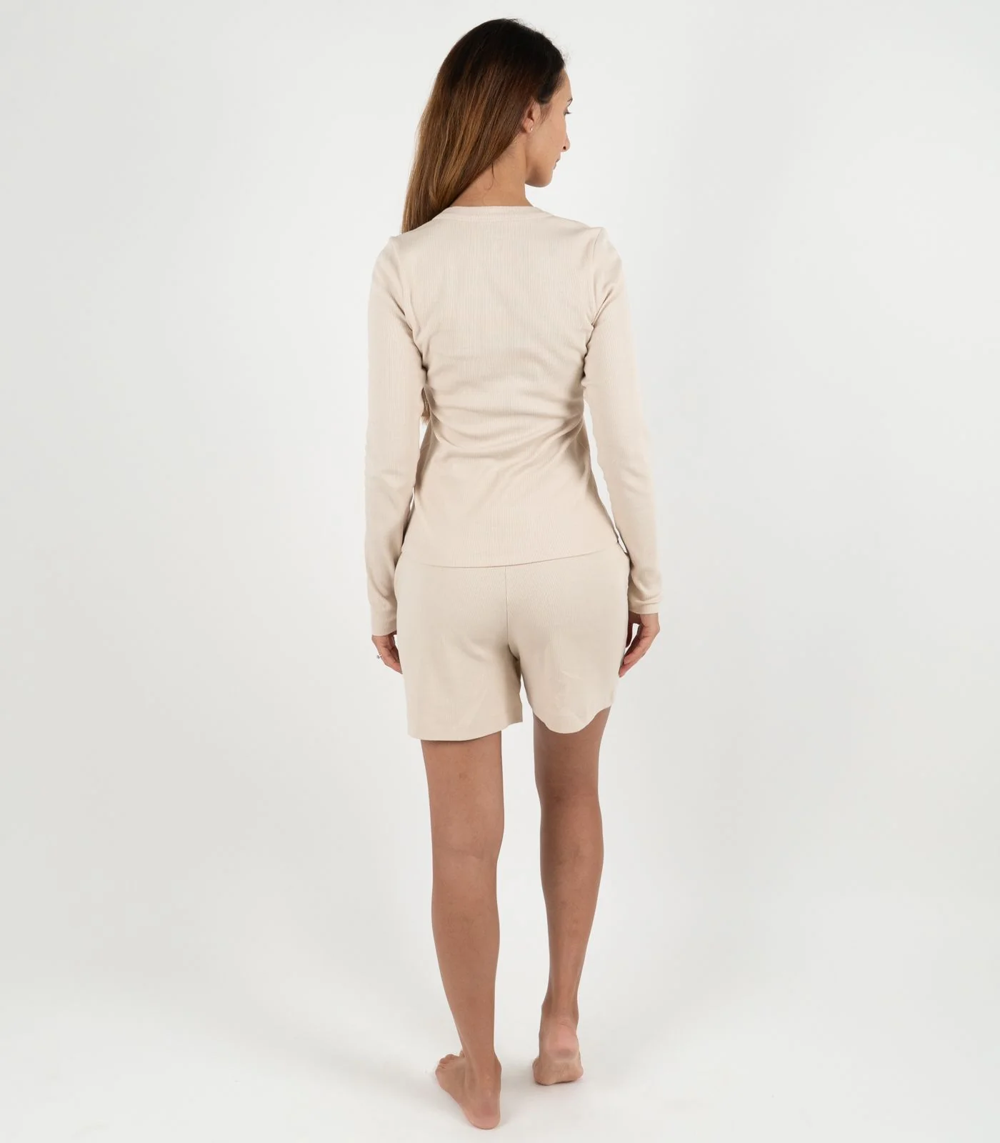 Organic Cotton Ribbed Long Sleeve Button Top - Image 20