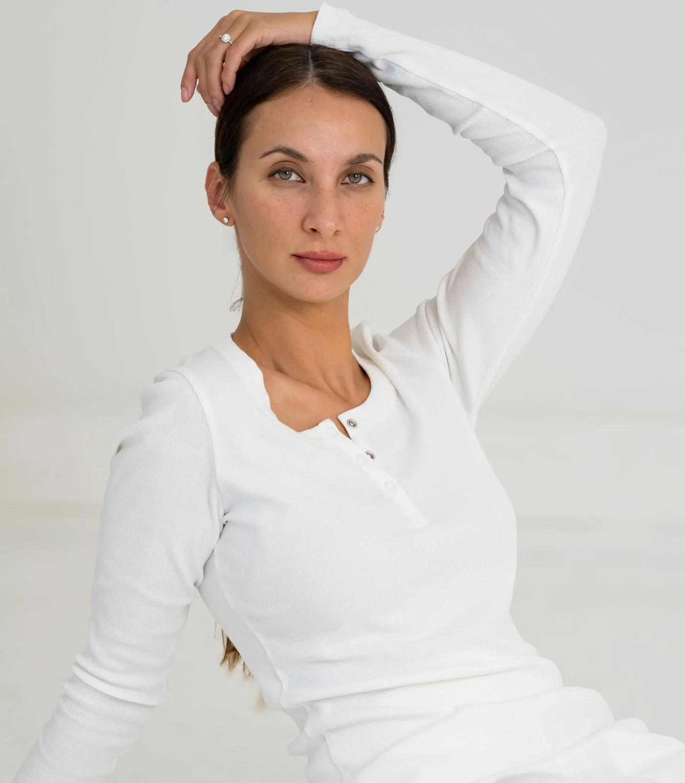 Organic Cotton Ribbed Long Sleeve Button Top - Image 26
