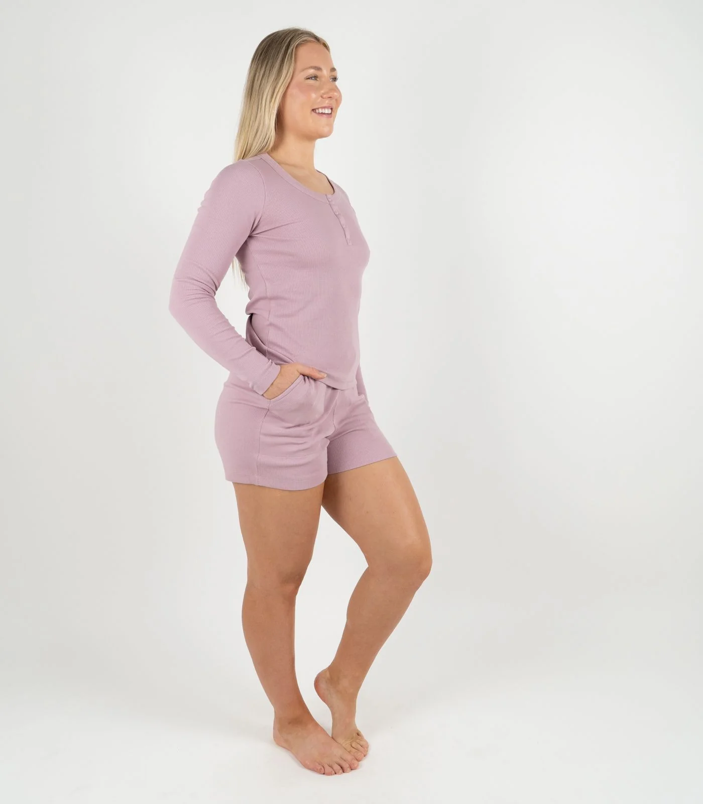 Organic Cotton Ribbed Long Sleeve Button Top - Image 6