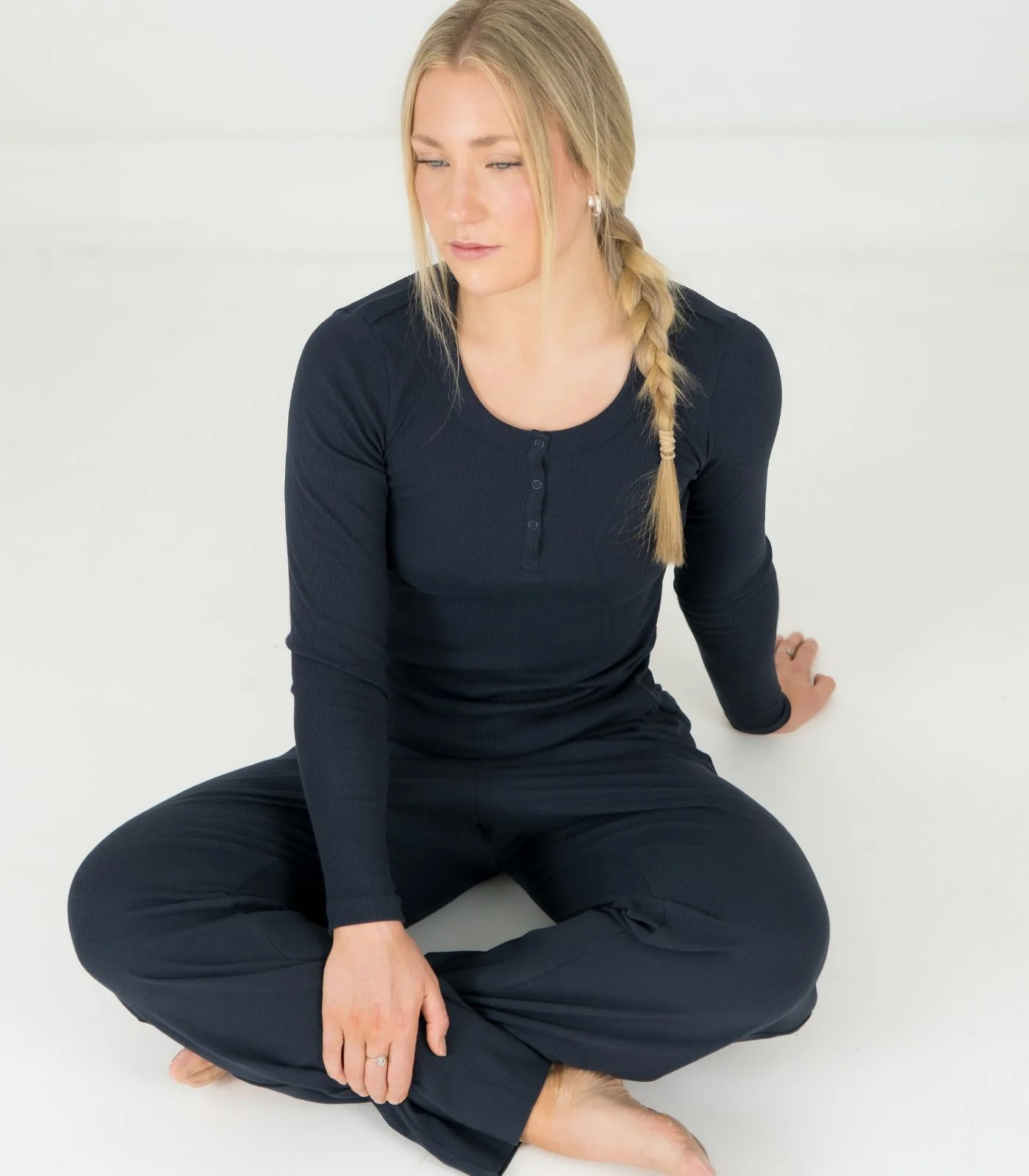 Organic Cotton Ribbed Wide Leg Lounge Pant - Image 14