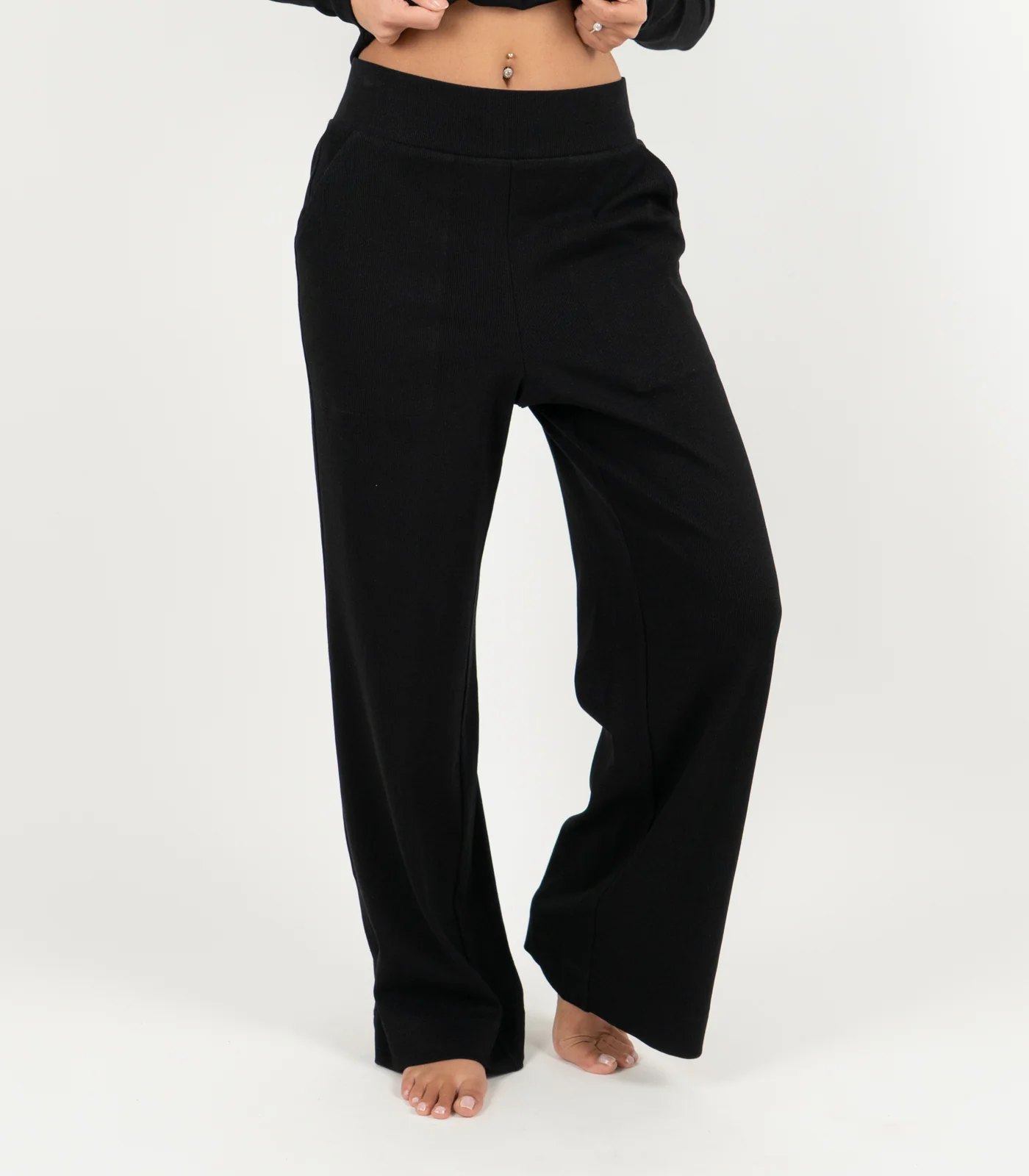 Organic Cotton Ribbed Wide Leg Lounge Pant - Image 15