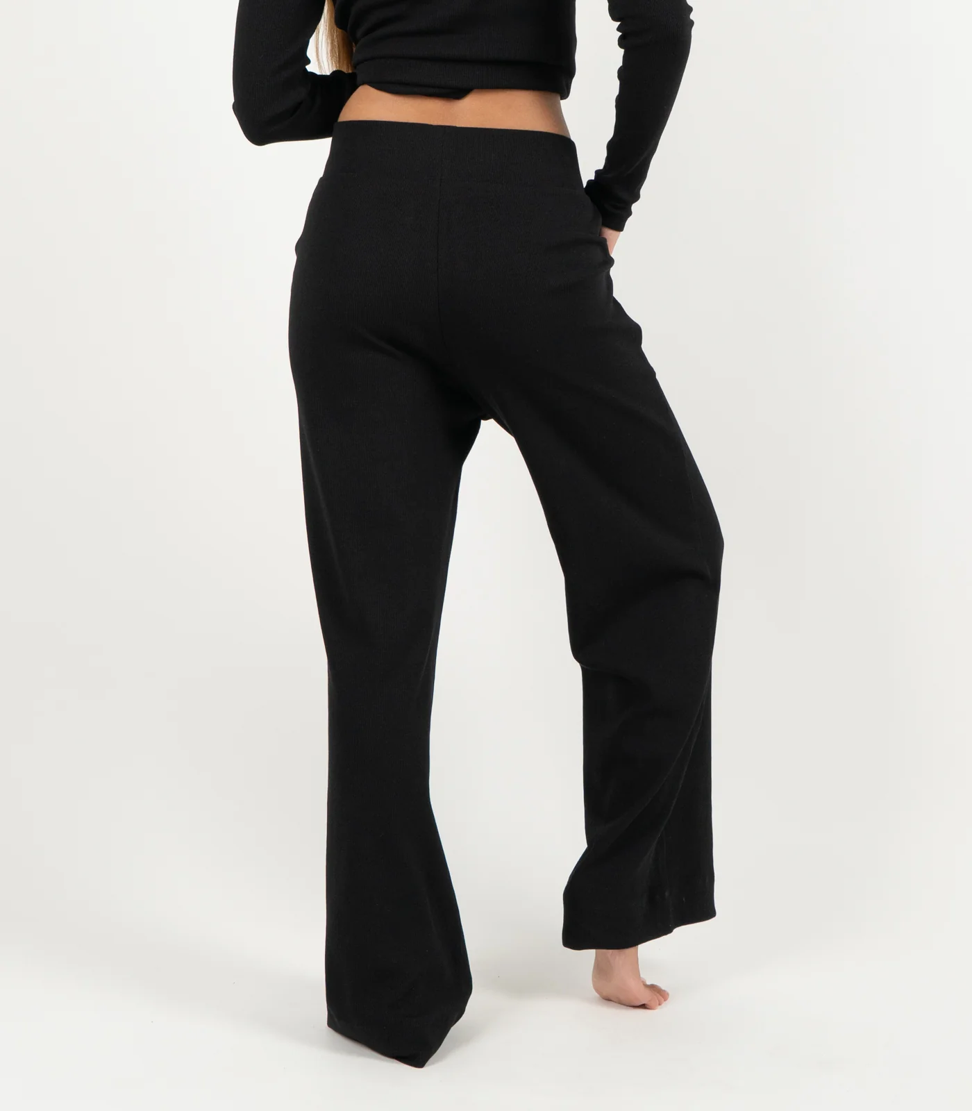 Organic Cotton Ribbed Wide Leg Lounge Pant - Image 19