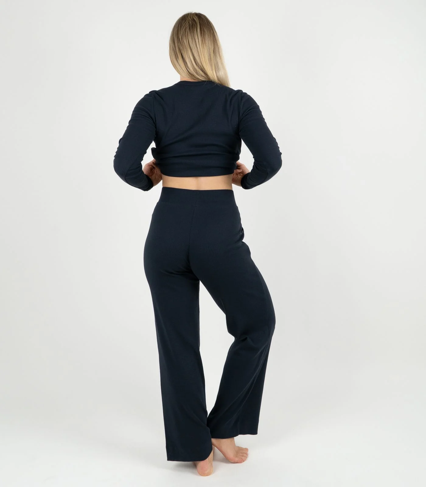 Organic Cotton Ribbed Wide Leg Lounge Pant - Image 20