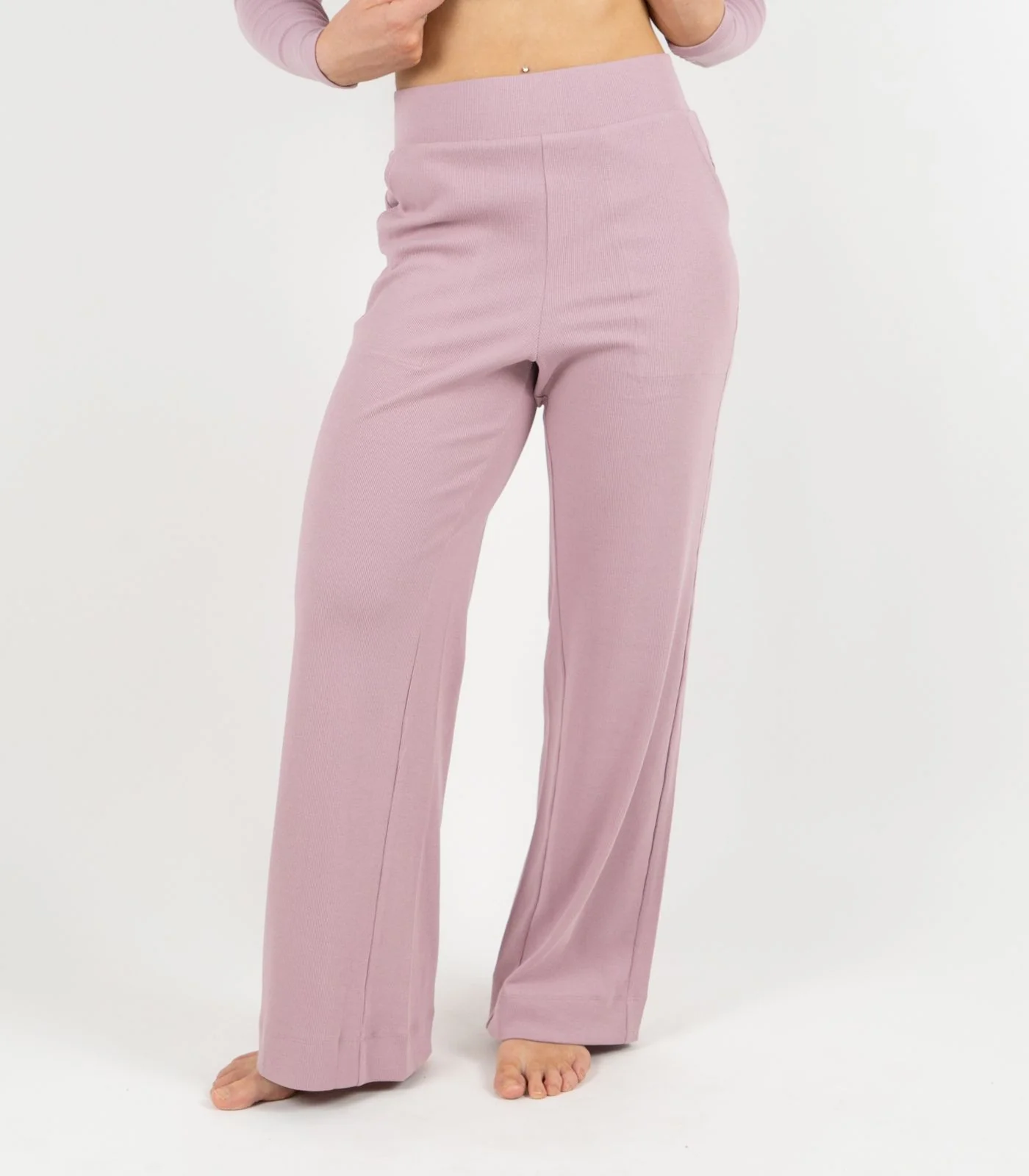 Organic Cotton Ribbed Wide Leg Lounge Pant - Image 23