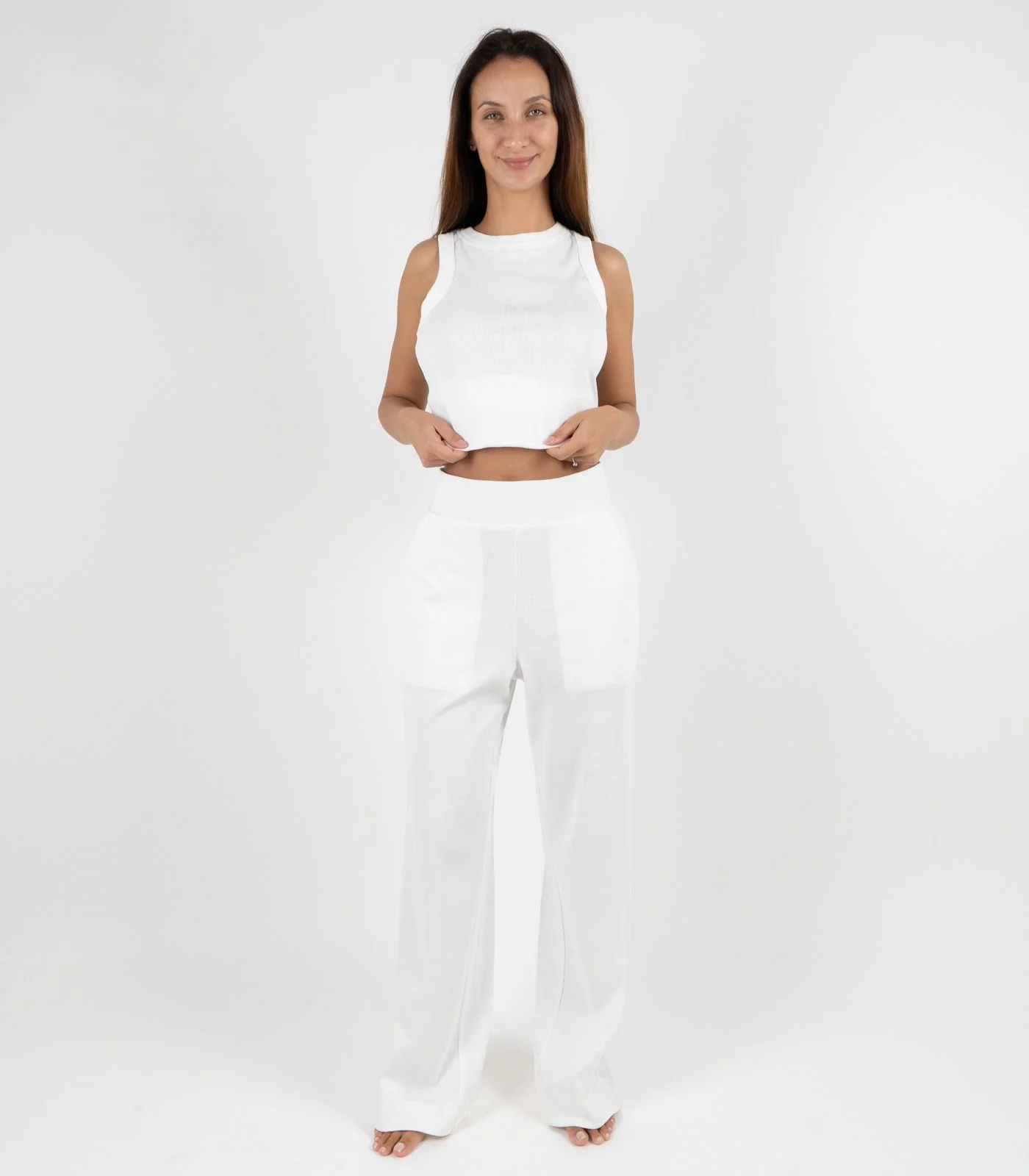 Organic Cotton Ribbed Wide Leg Lounge Pant - Image 3