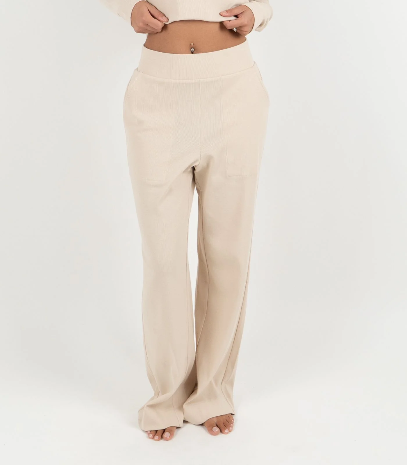 Organic Cotton Ribbed Wide Leg Lounge Pant - Image 34