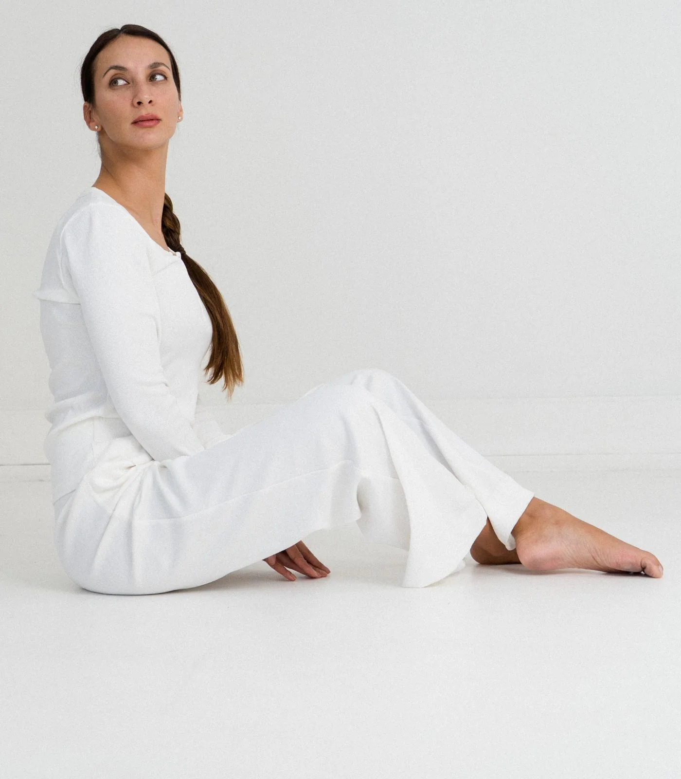 Organic Cotton Ribbed Wide Leg Lounge Pant - Image 4