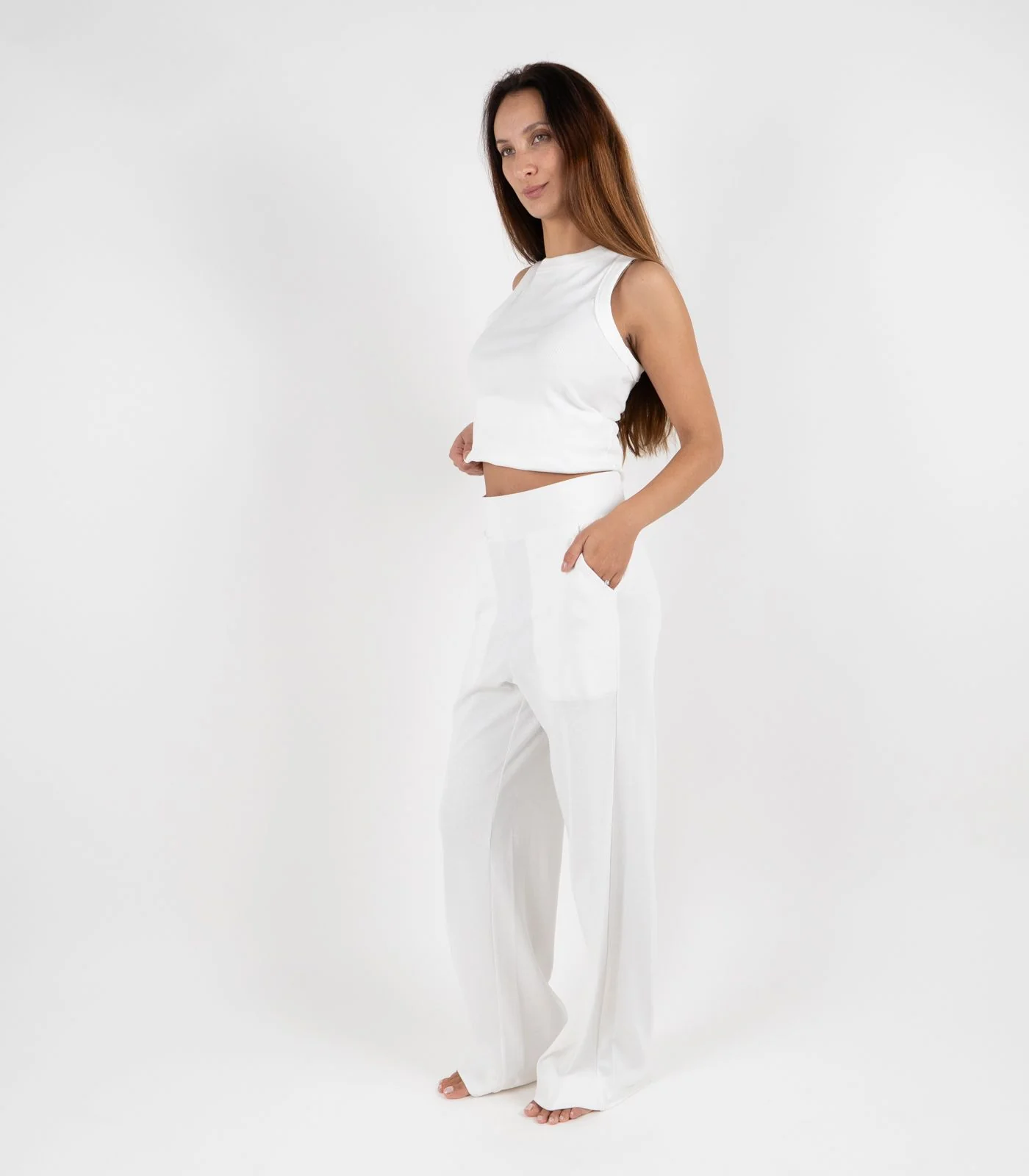 Organic Cotton Ribbed Wide Leg Lounge Pant - Image 7