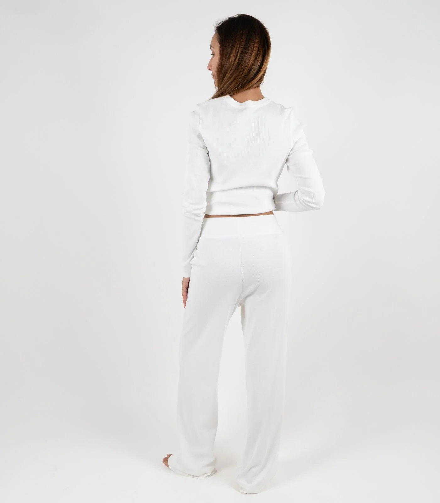 Organic Cotton Ribbed Wide Leg Lounge Pant - Image 9