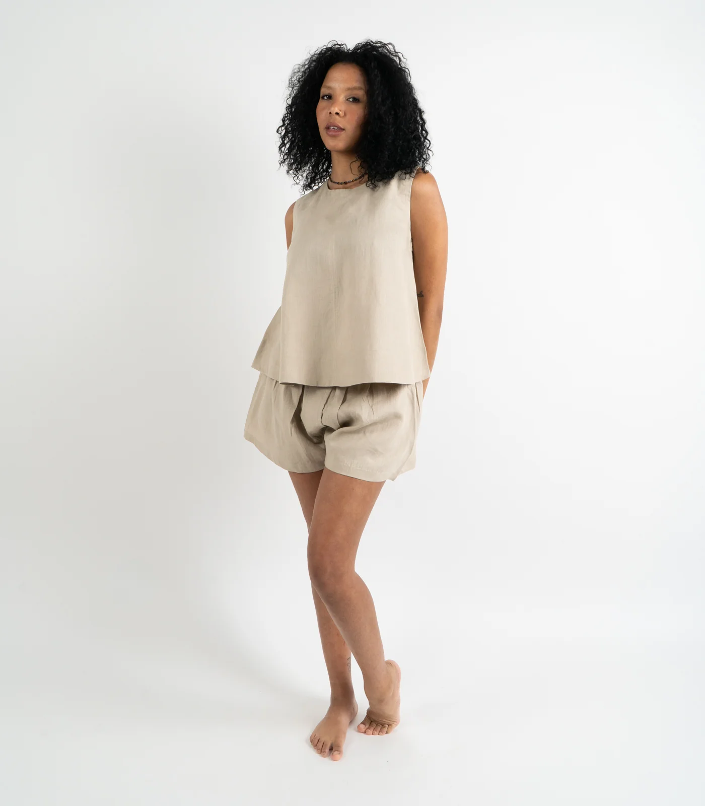 Organic Linen Boxy Lounge Shorts - Image 18