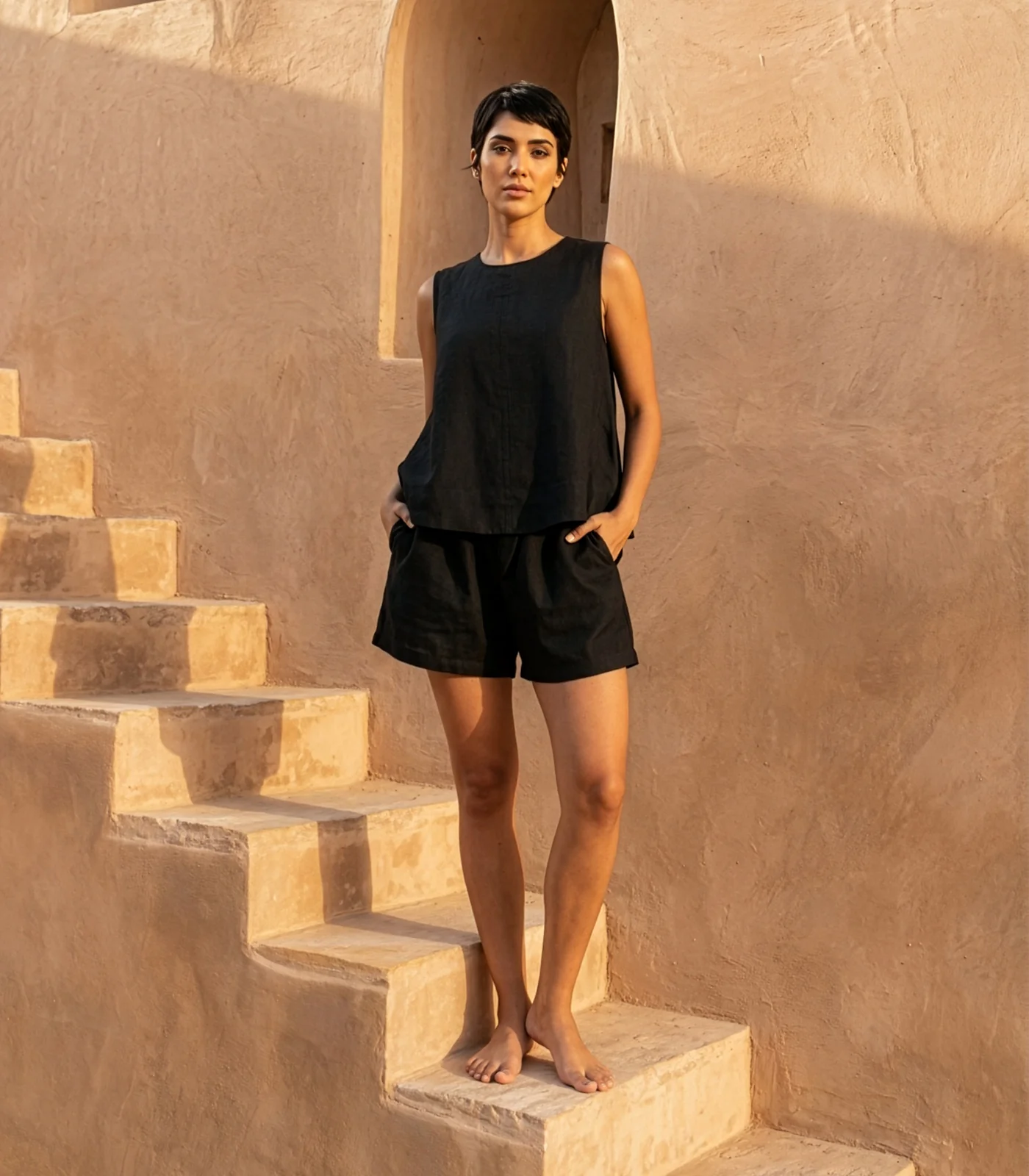 Organic Linen Sleeveless Lounge Shirt - Image 3