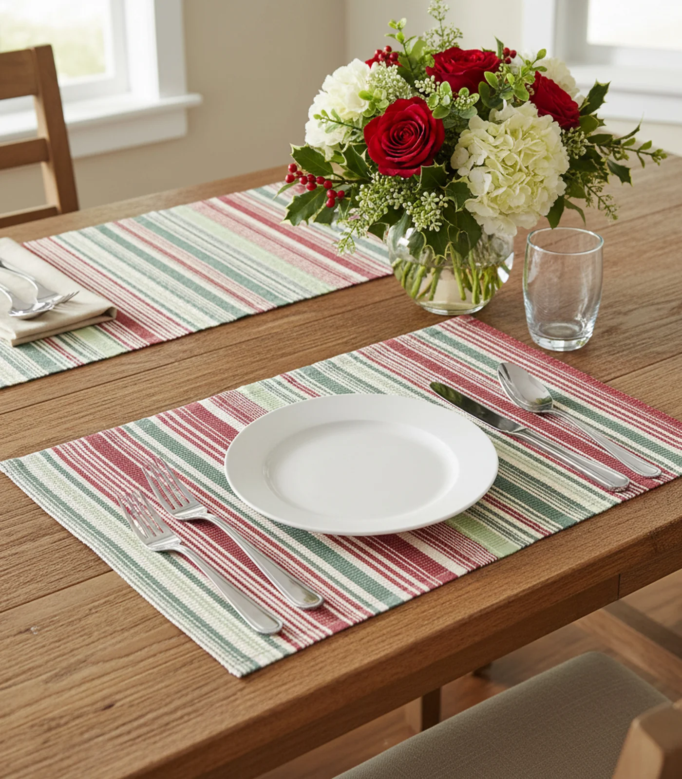 Organic Cotton Retro Stripe Ribbed Placemat & Napkin Set (4 Pack Placemats + 4 Pack Napkins) - Image 6