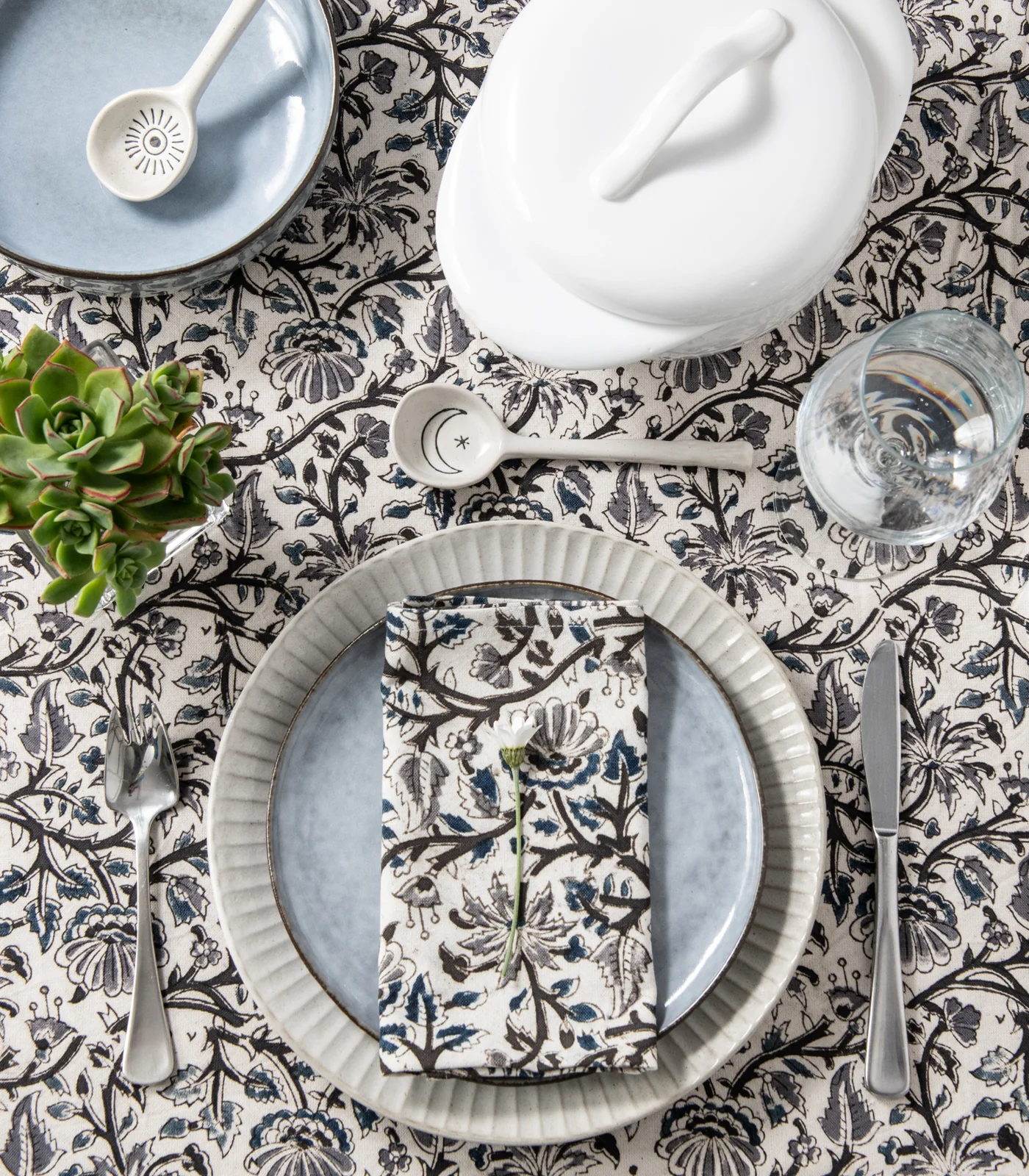 Organic Cotton Tablecloth - Kalamkari Block Print - Image 3