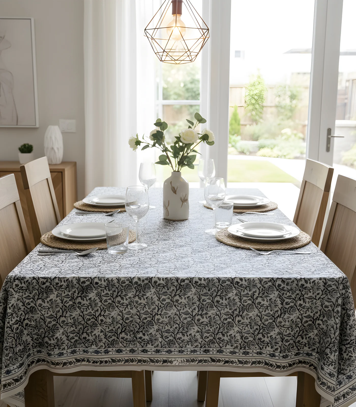 Organic Cotton Tablecloth - Kalamkari Block Print - Image 6